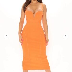 Fashion Nova Orange Midi Dress